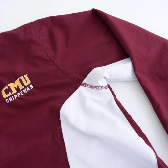 Russell Athletic Maroon Quarter Zip CMU Chippewas Windbreaker Pullover Jacket S - Picture 9 of 12